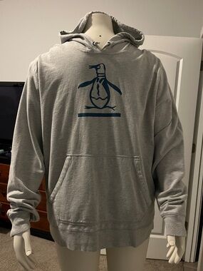 Penguin Graphic Gray Pullover Hoodie - Men